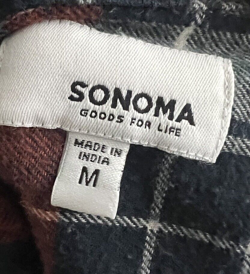 Sonoma Mens Shirt Size Medium Plaid Long Sleeve Button Down