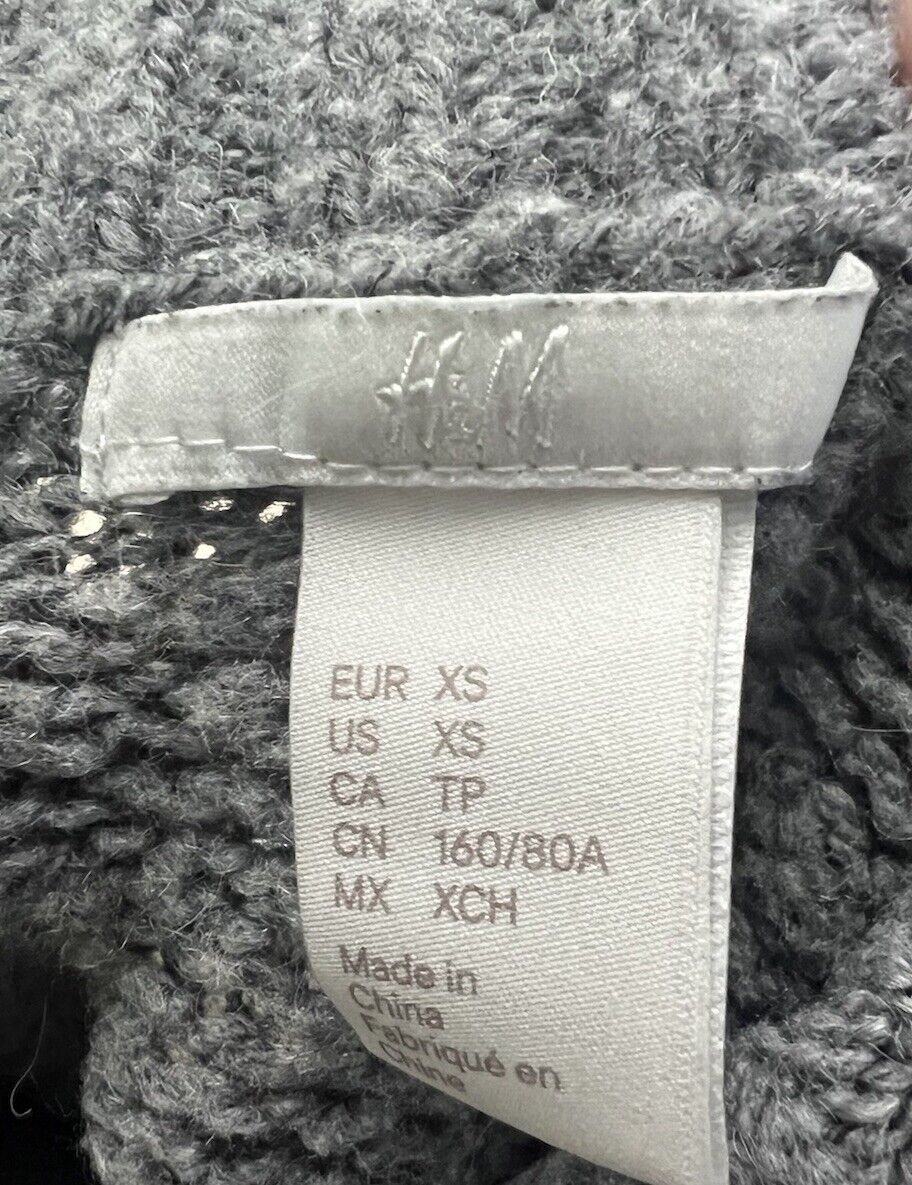 H&M Sweater Women Size XSmall Gray Turtle Neck Pullover Long Sleeve