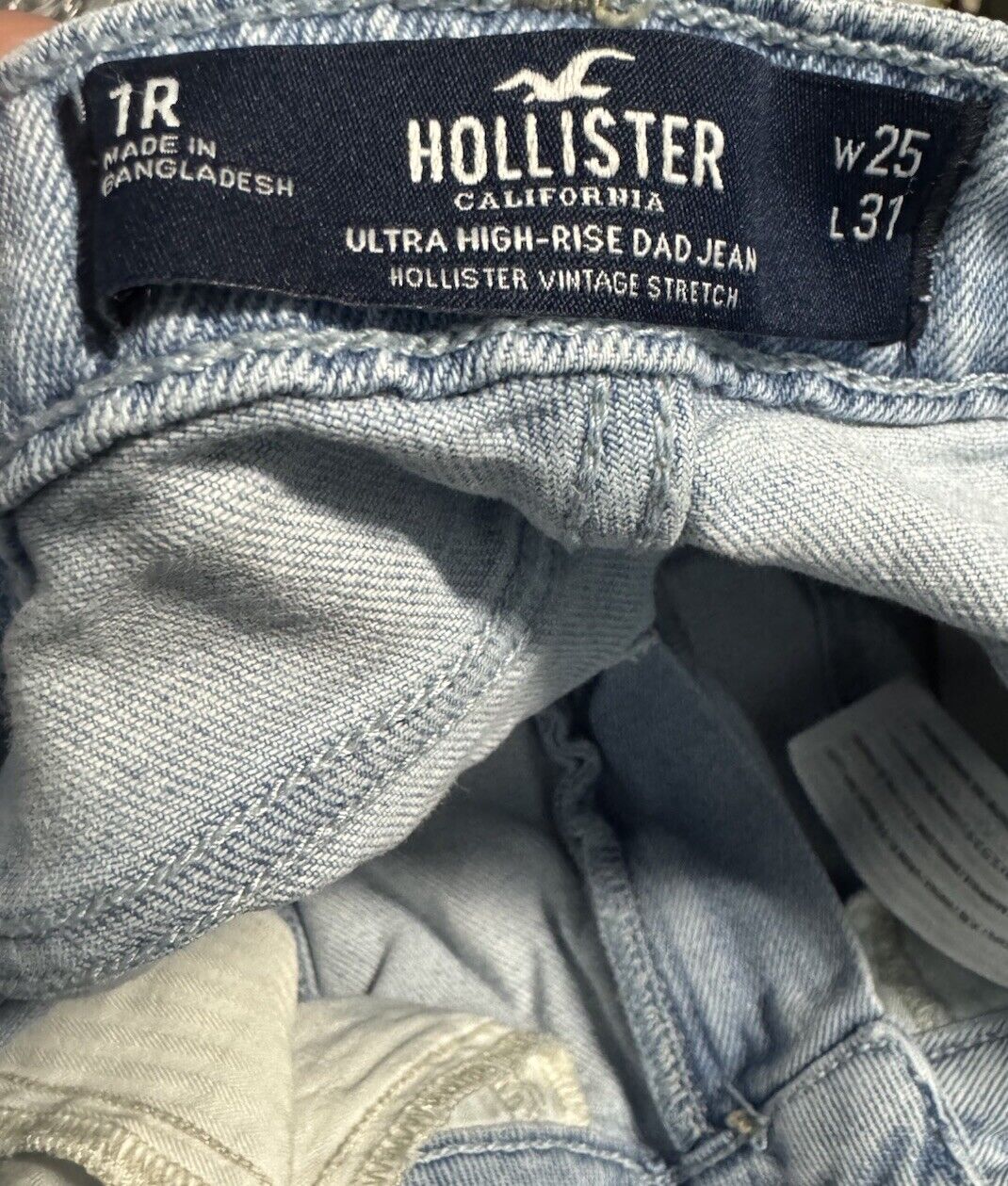 Hollister Dad Jeans Womens 1R Ultra High Rise Distressed Busted Knees 25x31