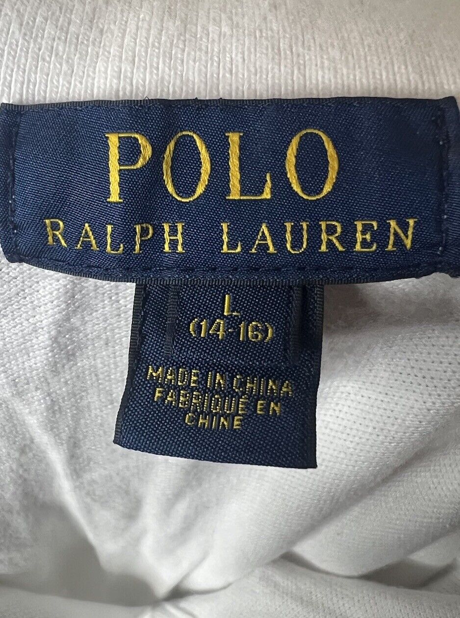 Polo Ralph Lauren Shirt Mens Large 14-16 White Pony Logo Short Sleeve Preppy