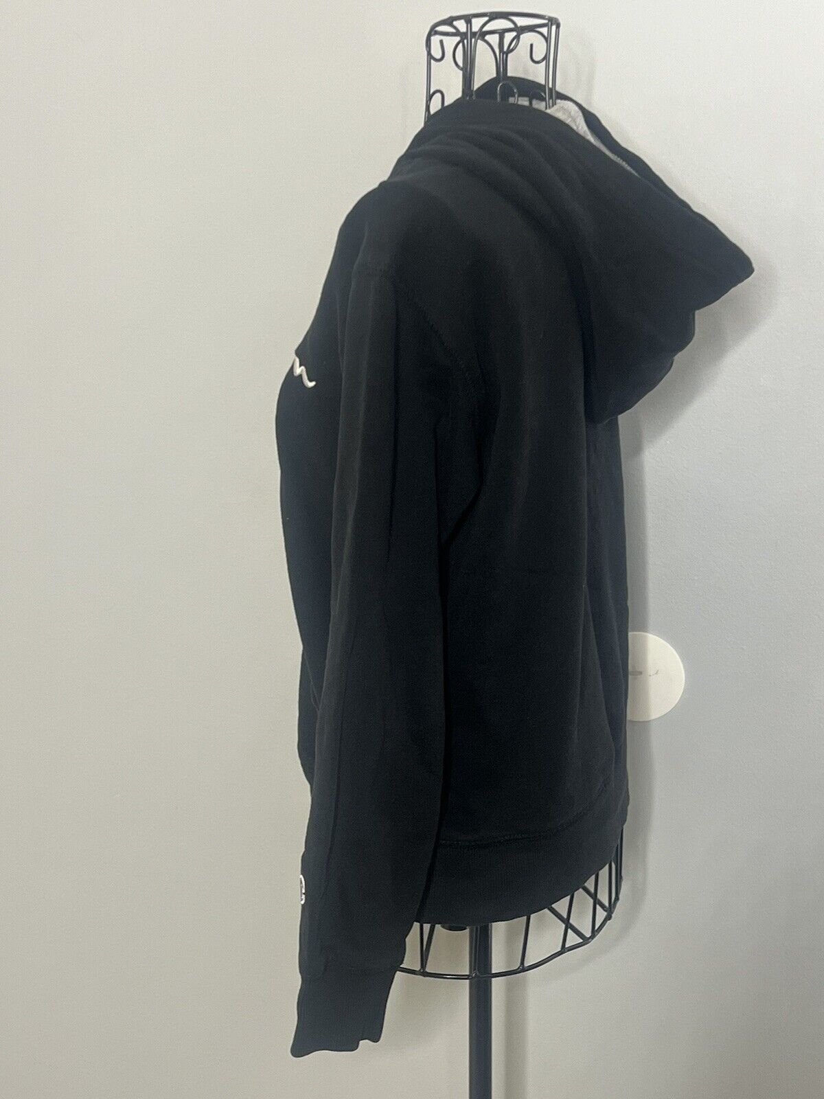 Champion Hoodie Medium Spell Out Hooded Sweatshirt Pullover Pockets Black