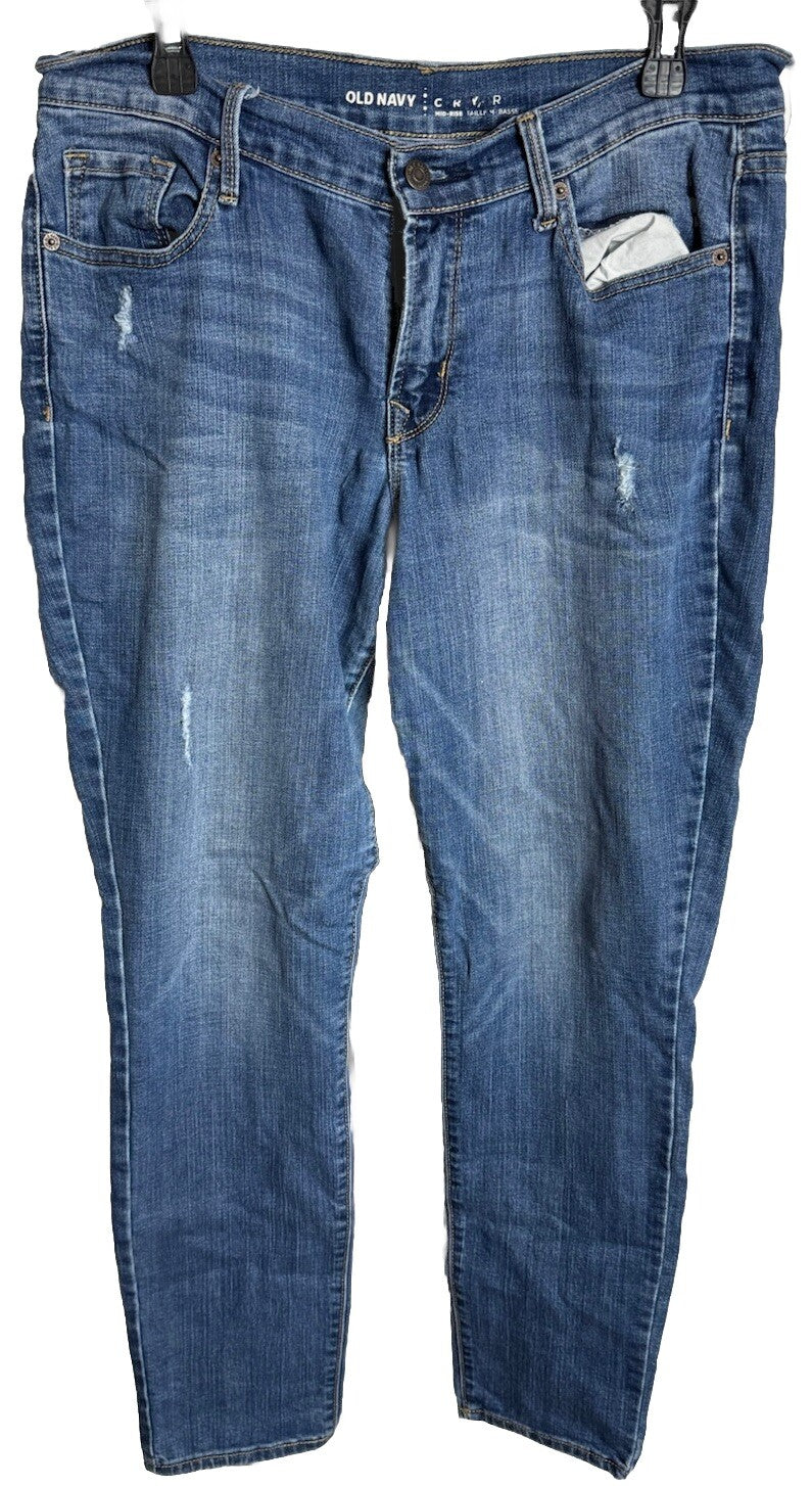 Old Navy Women's Size 10 Blue Straight Leg Dark Wash Cotton Blend Stretch Jeans