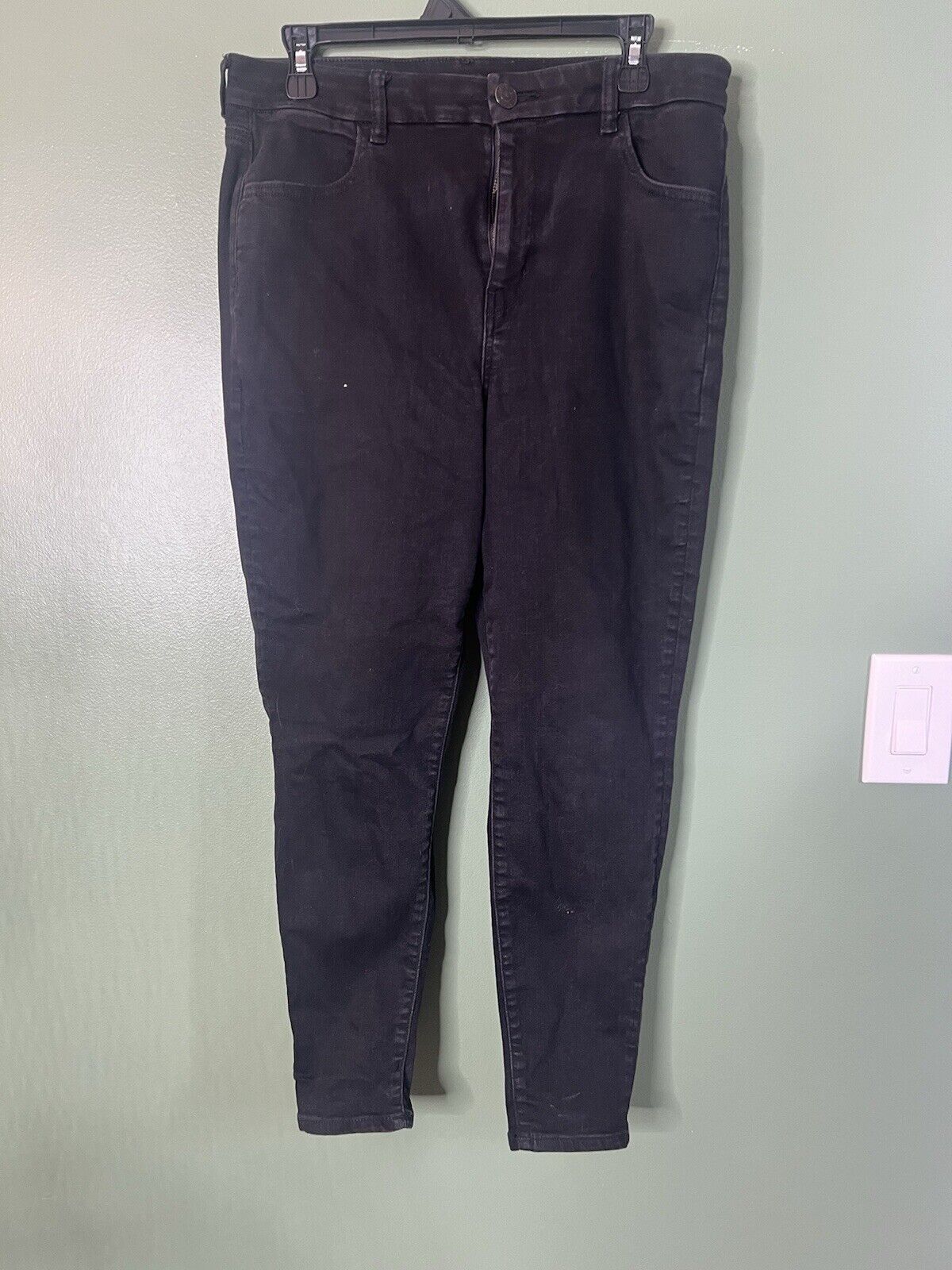 American Eagle Outfitters Black Denim Straight Leg Jeans Womens 14 Short