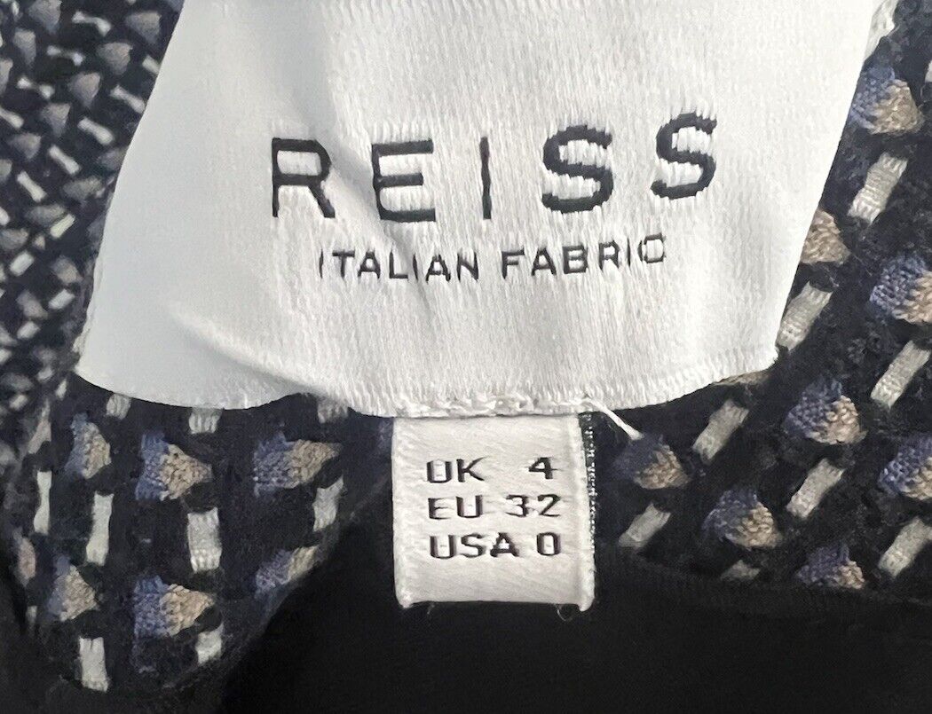 Reiss Geometric Blazer Single Breasted Long Sz 0 Italian Textured