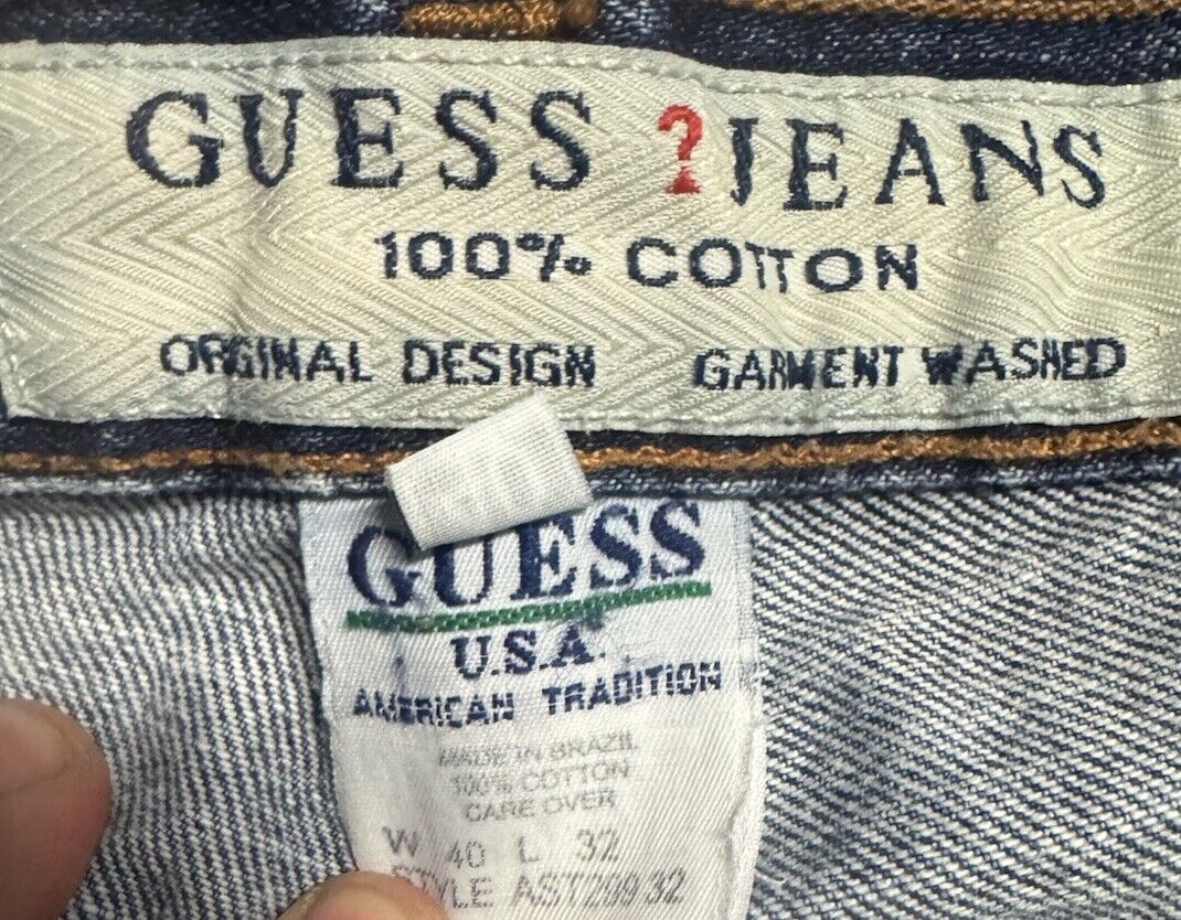 Guess Jeans Dean Relaxed Fit Zip Fly Denim Mens Size 40x32 Light Wash
