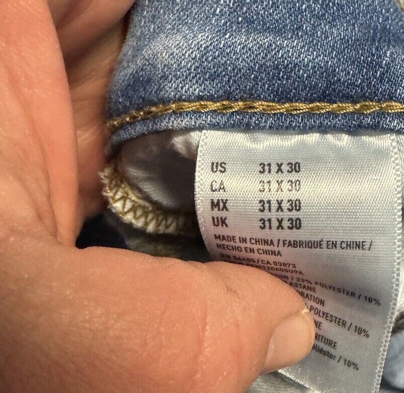 American Eagle Athletic Straight Men’s Denim Blue Jeans Size 31x30 AirFlex+
