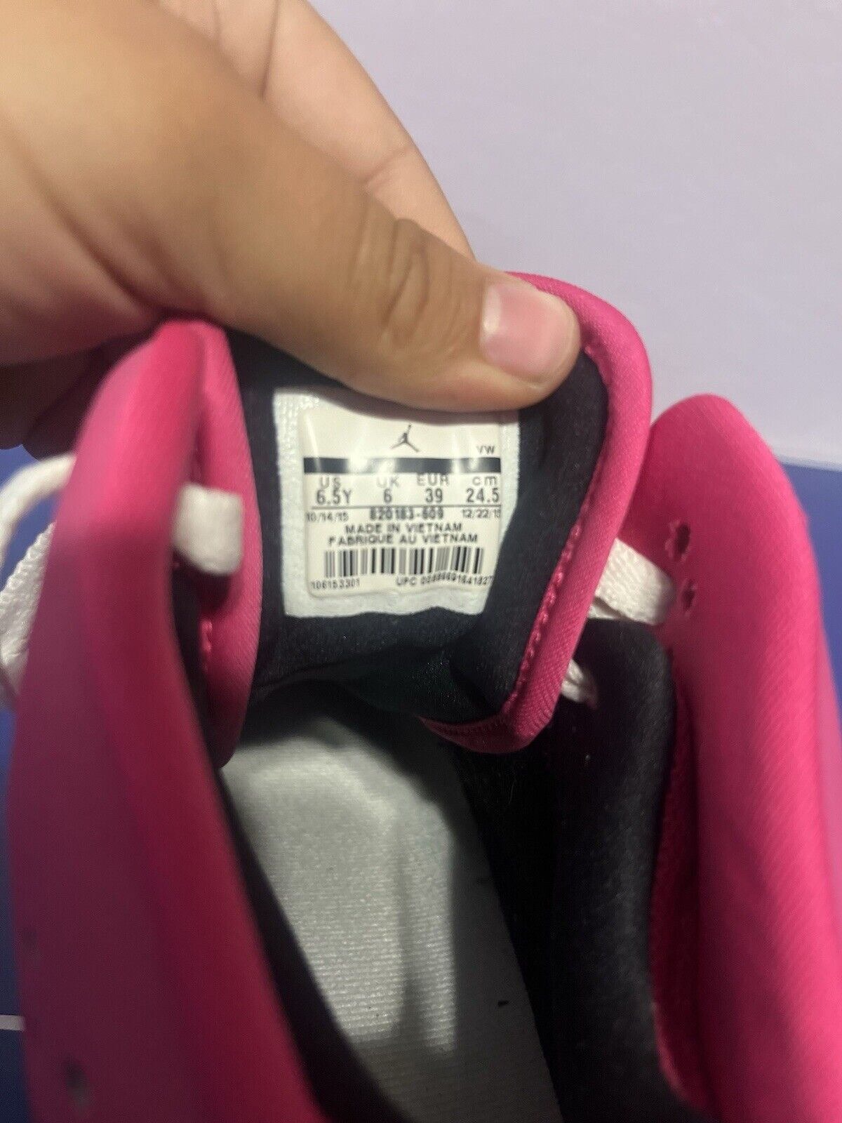 NIKE AIR JORDAN PINK, 6.5Y, Leather Shoes, Jordans, Rare Find Read Description