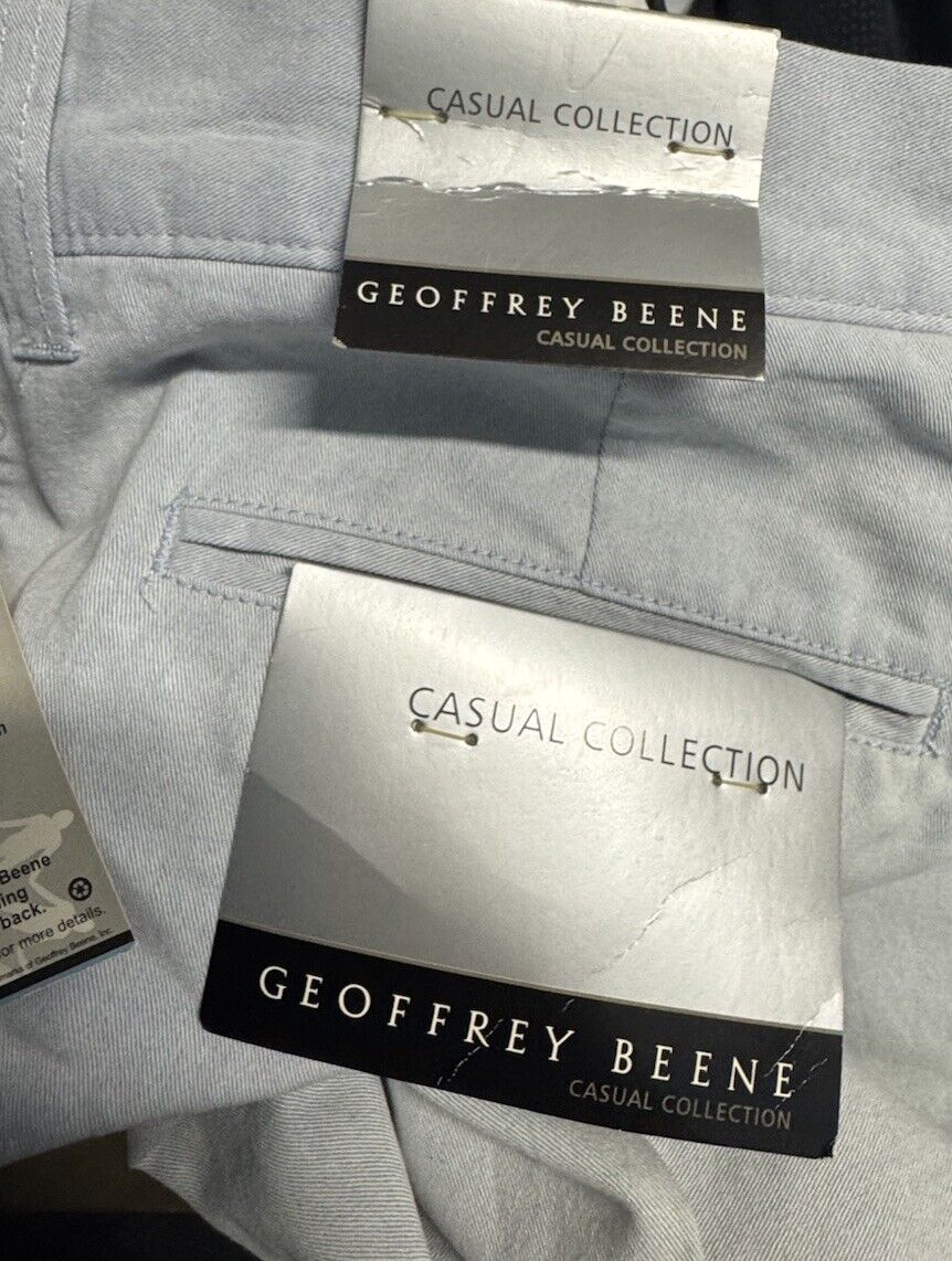 New Geoffrey Beene Flat Front Stain Protection Stone Khaki Pants Size 36 X 30