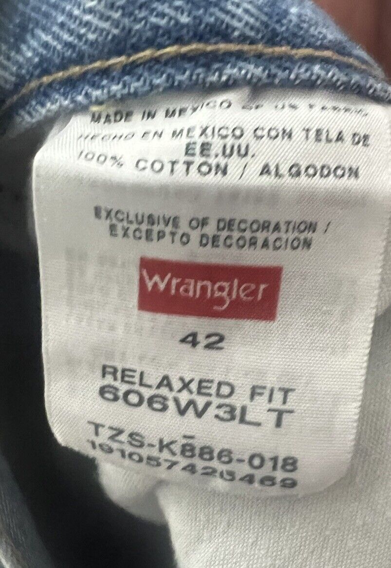 Wrangler Jean Shorts Mens 42 Blue Flat Front Cotton Medium