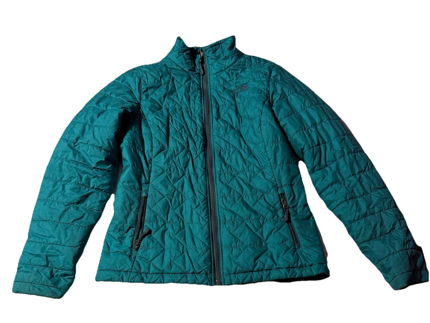 The North Face Womens Quilted Puffer Full Zip Jacket Coat Size S Teal