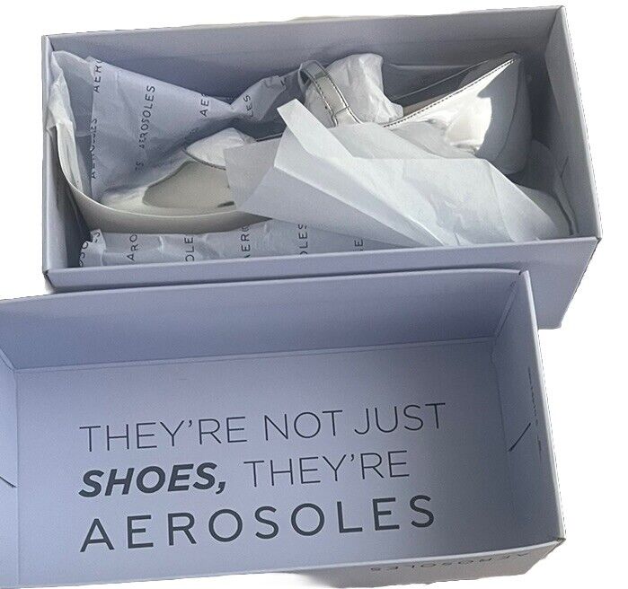Aerosoles Perry Silver Mirror Metallic PU-888 Size 6.5M NEW MAKE OFFER!!