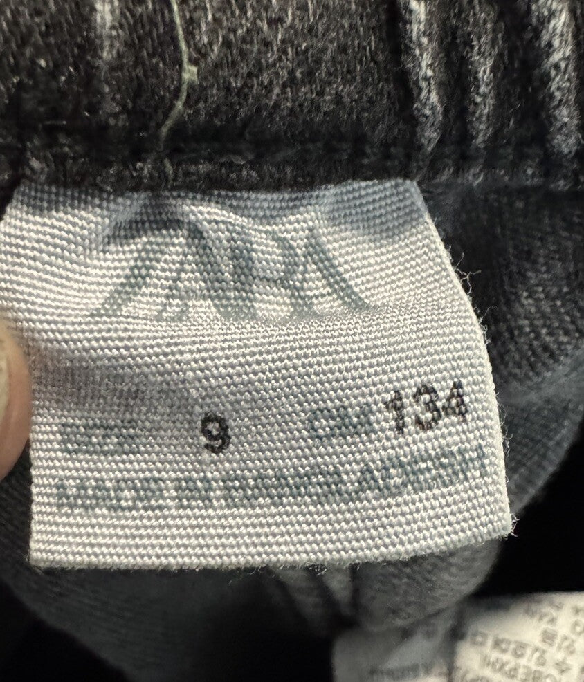 ZARA Kids Girls Stretch Jeans Denim Pants Skinny Sz 9 Charcoal Adjustable Waist