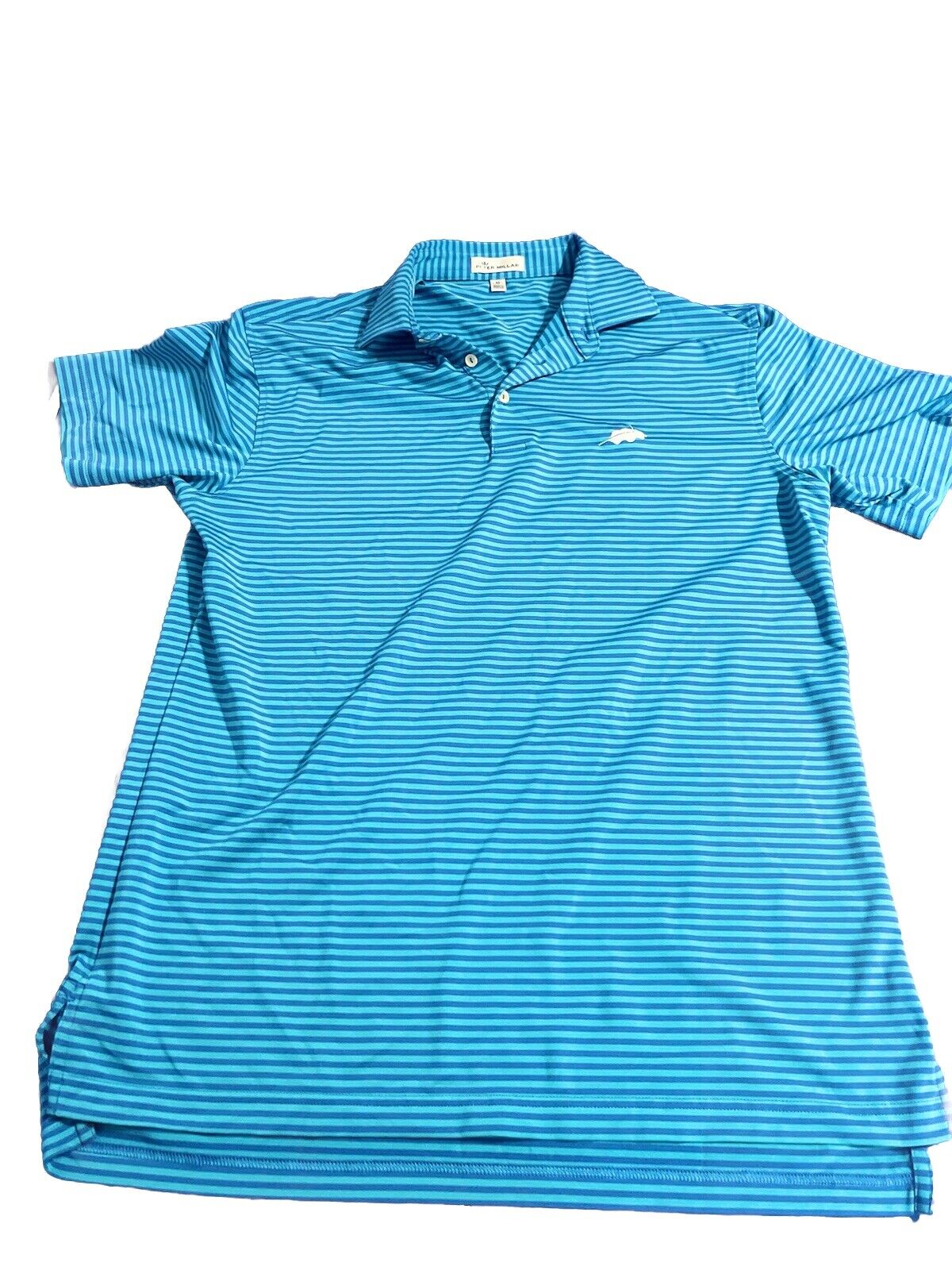 PETER MILLAR SUMMER COMFORT ATHLETIC GOLF POLO SHIRT Mens M Striped Blue