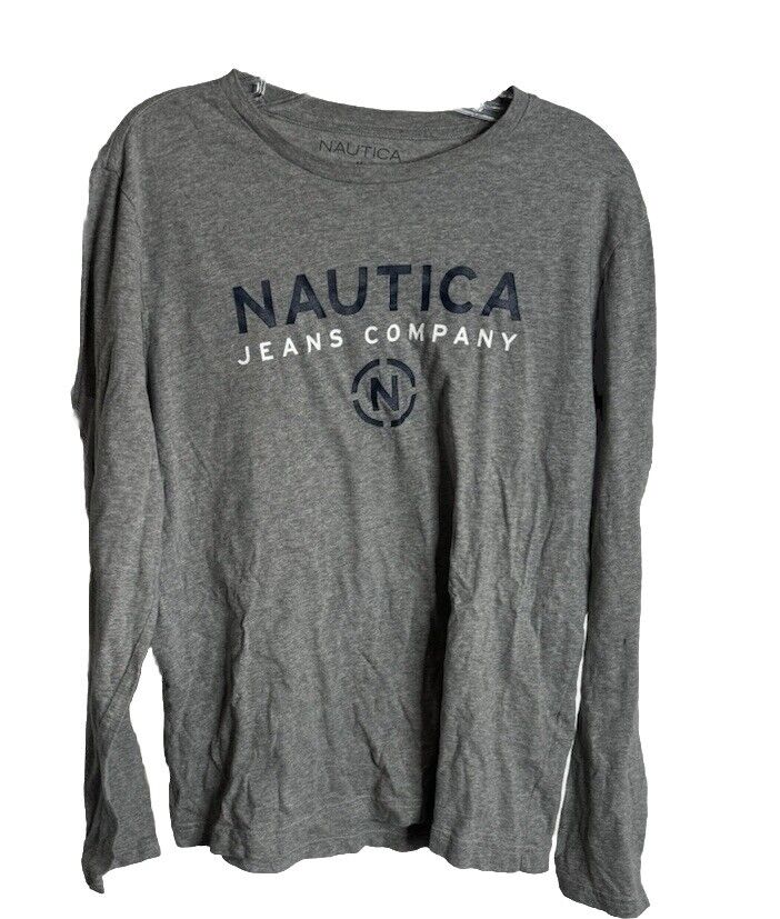 Vintage Nautica T Shirt Mens Size M Long Sleeve Logo Spell Out Casual Adult