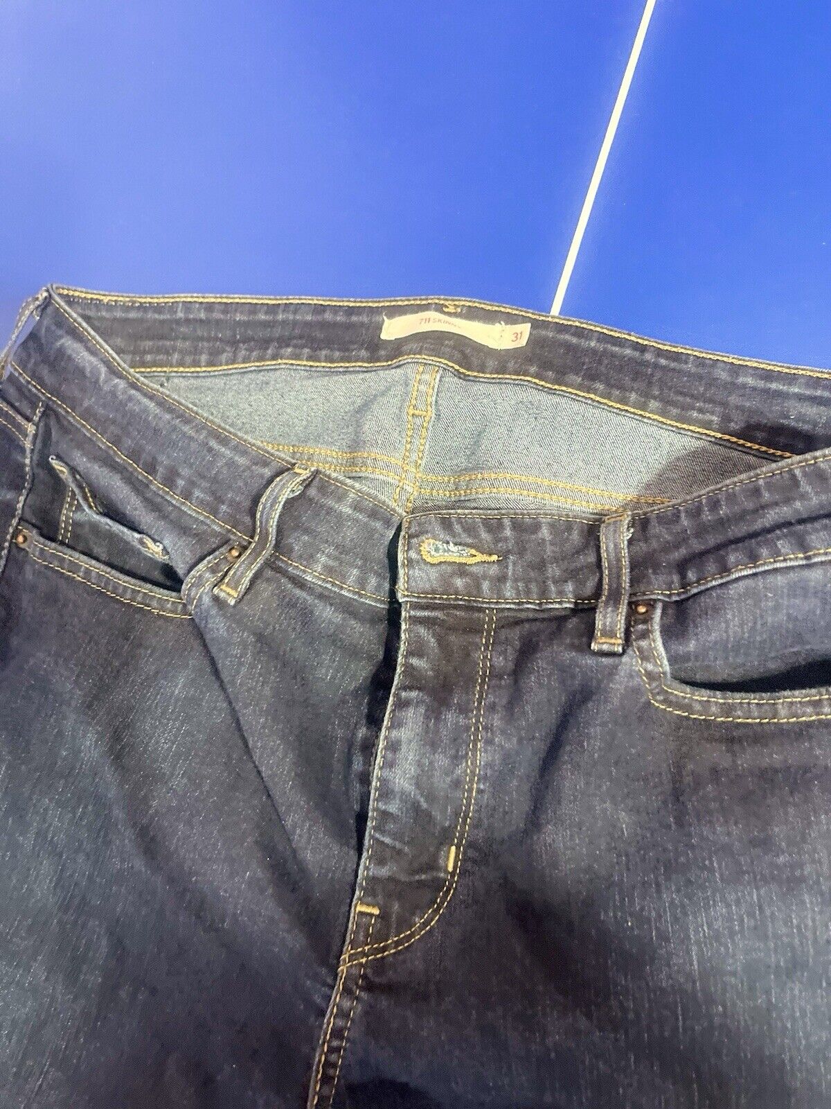 Levi's 711 Skinny Leg Mid Rise 31x30 Denim Jeans Dark Blue