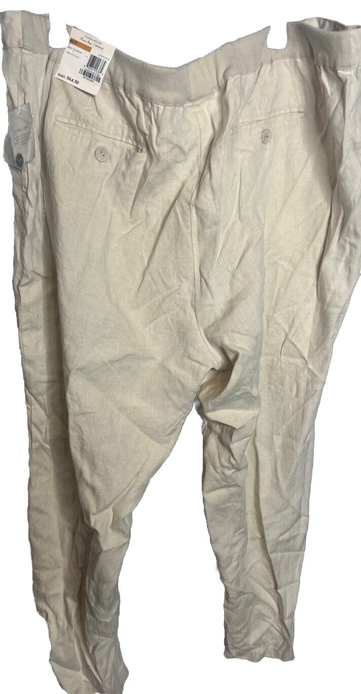 Charter Club Linen Drawstring-Waist Pants White Size 3X
