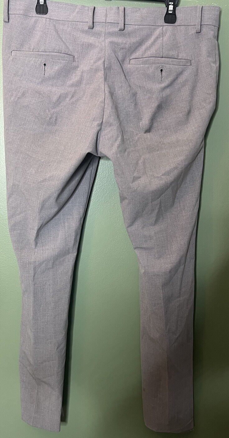 Kenneth Cole Reaction men's 34 x 30 suit pants gray plaid zip straight pockets