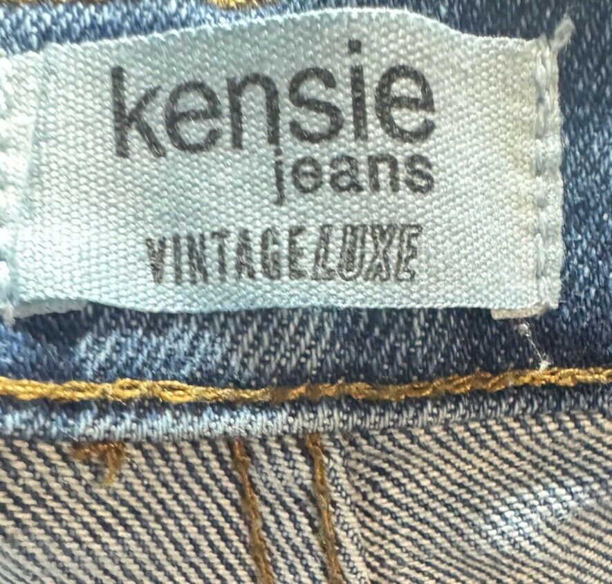 Kensie Jeans Vintage Luxe The Flare Women's Size 6/28 Blue High Rise Distressed