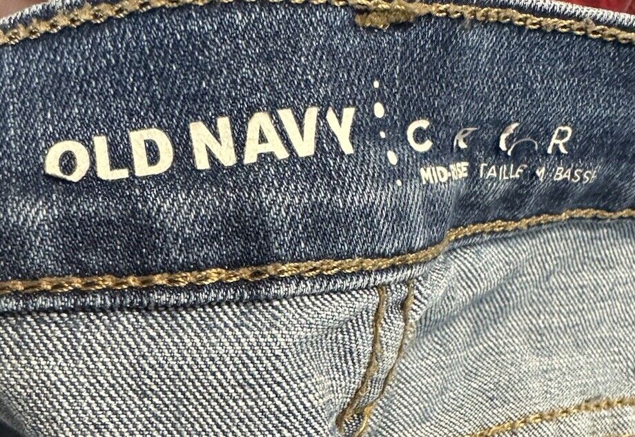 Old Navy Women's Size 10 Blue Straight Leg Dark Wash Cotton Blend Stretch Jeans