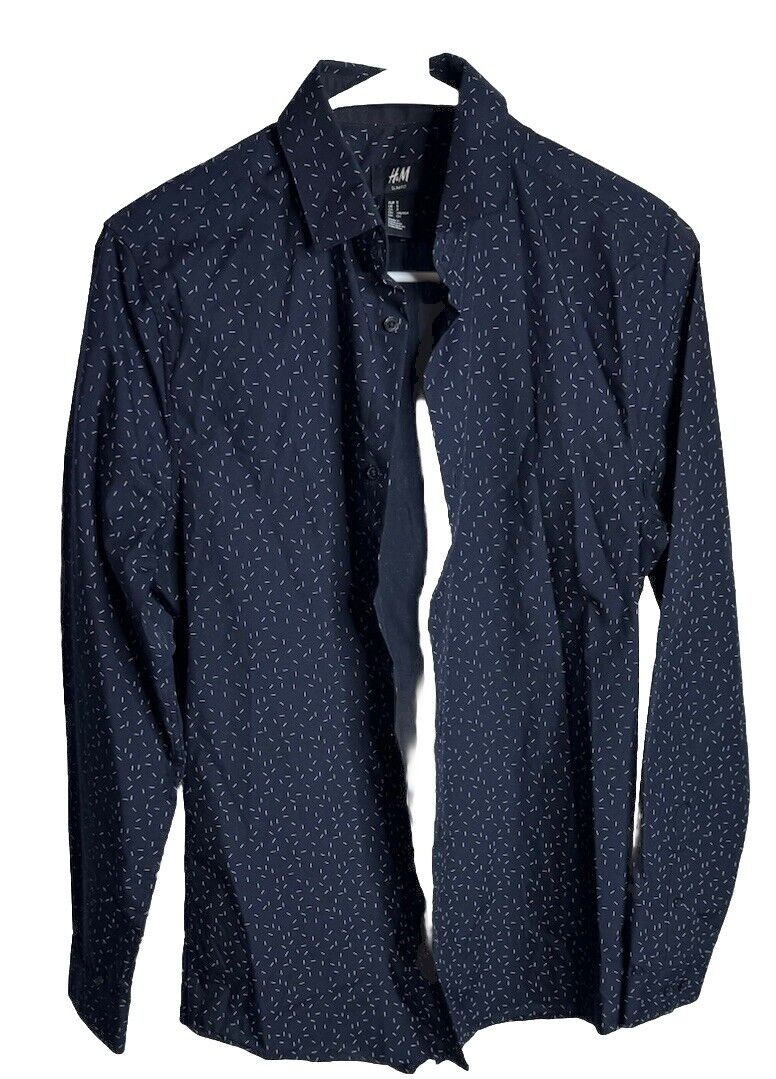 HM Mens Shirt Small Regular Fit Long Sleeve Collared Button Up