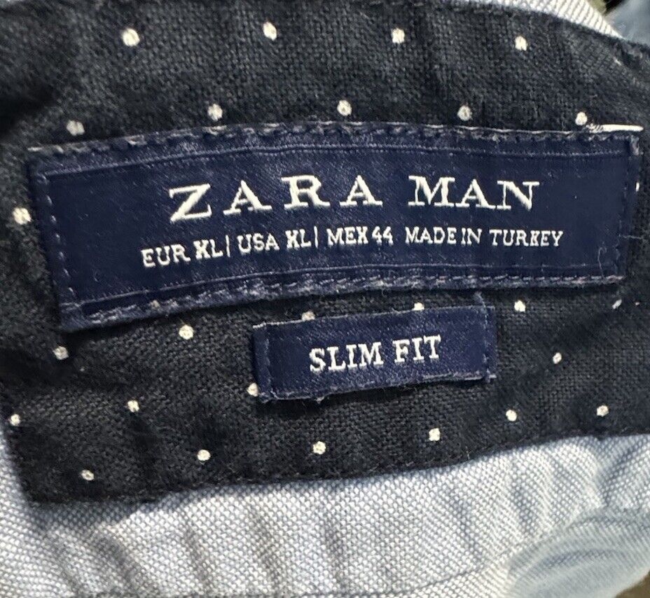 Men's ZARA Slim Fit" Active Stretch Fabric Long Sleeve Shirt Size XL