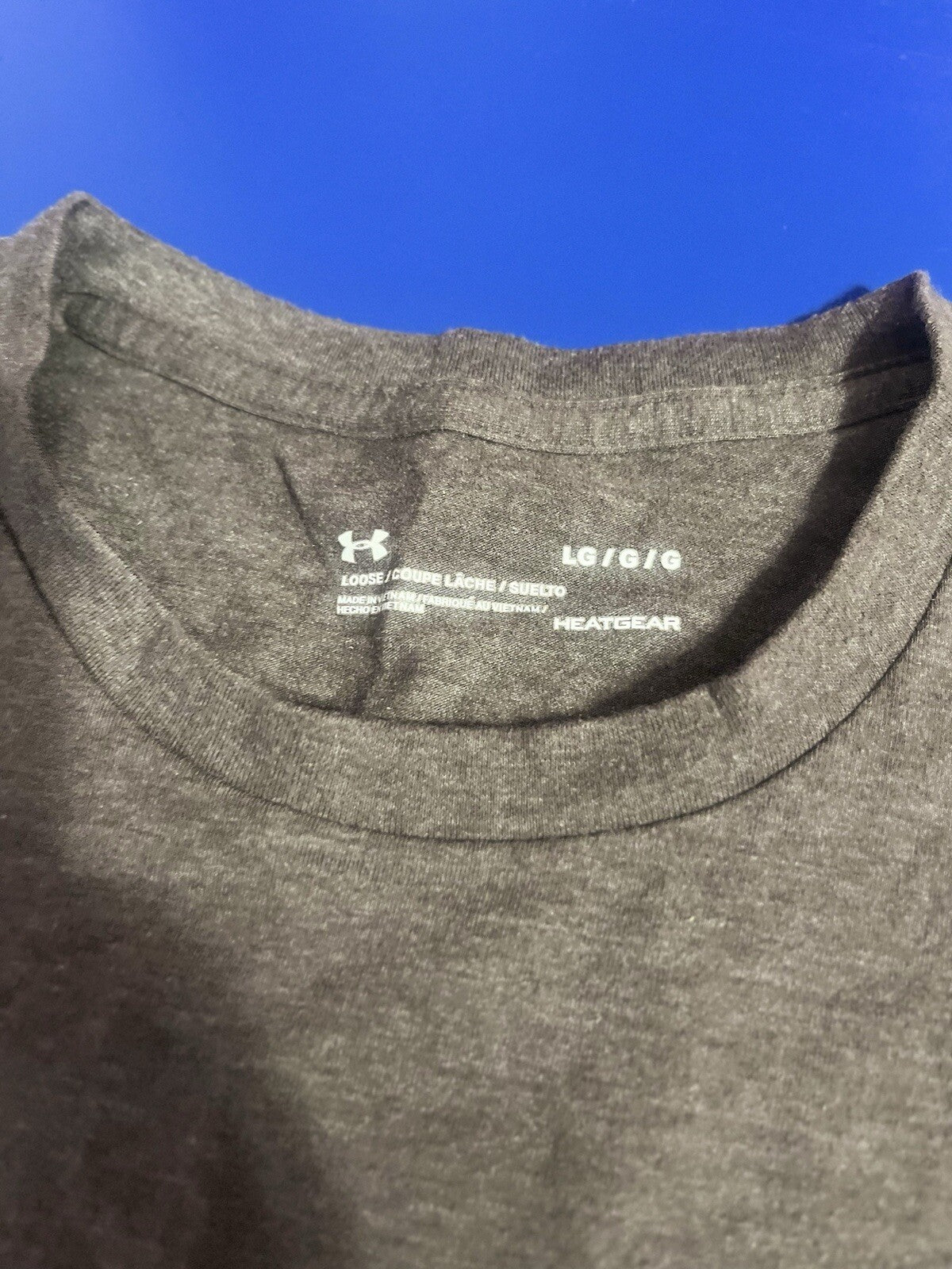 Under Armour Shirt Mens Large Gray Loose Fit Heatgear Logo