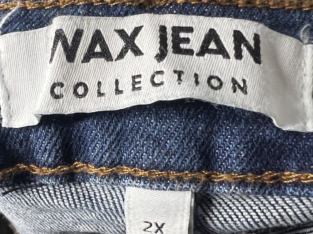 Wax Jean Shorts Size 2X Large Stretch Denim Blue Distressed