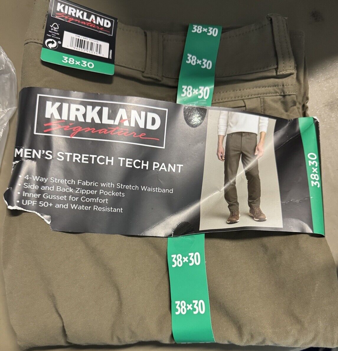 Kirkland Signature Men's Stretch Tech Pant 5 Pockets 38x30 NEW