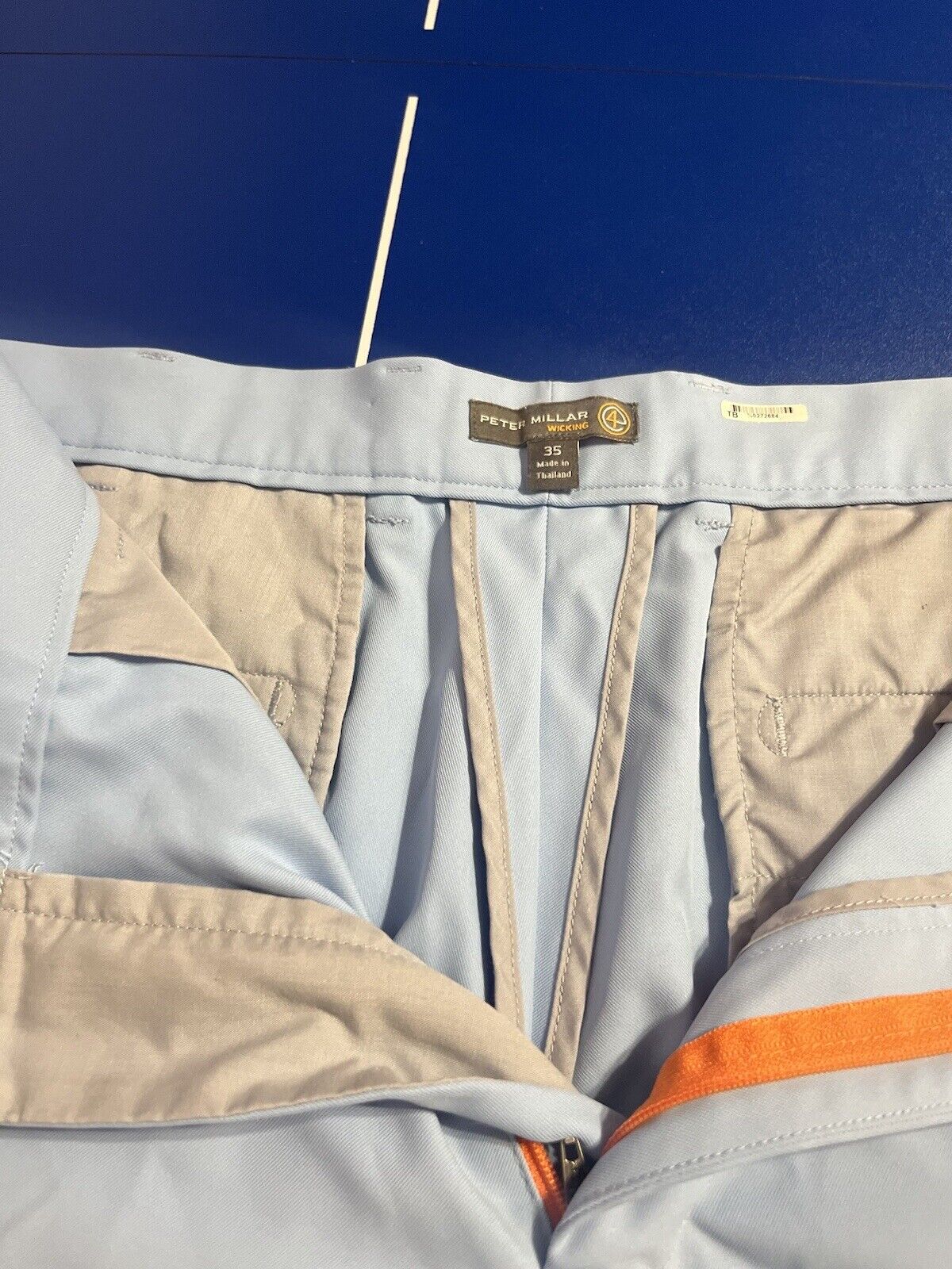 Peter Millar Crown Sport Men's Shorts 35 Light Blue Performance Chino Golf 9"