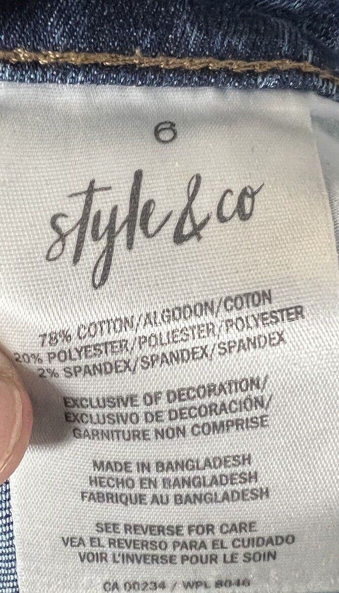 Style&Co,. Jeans Straight Leg Denim Women's Size 6 Blue Mid Rise Dark Wash