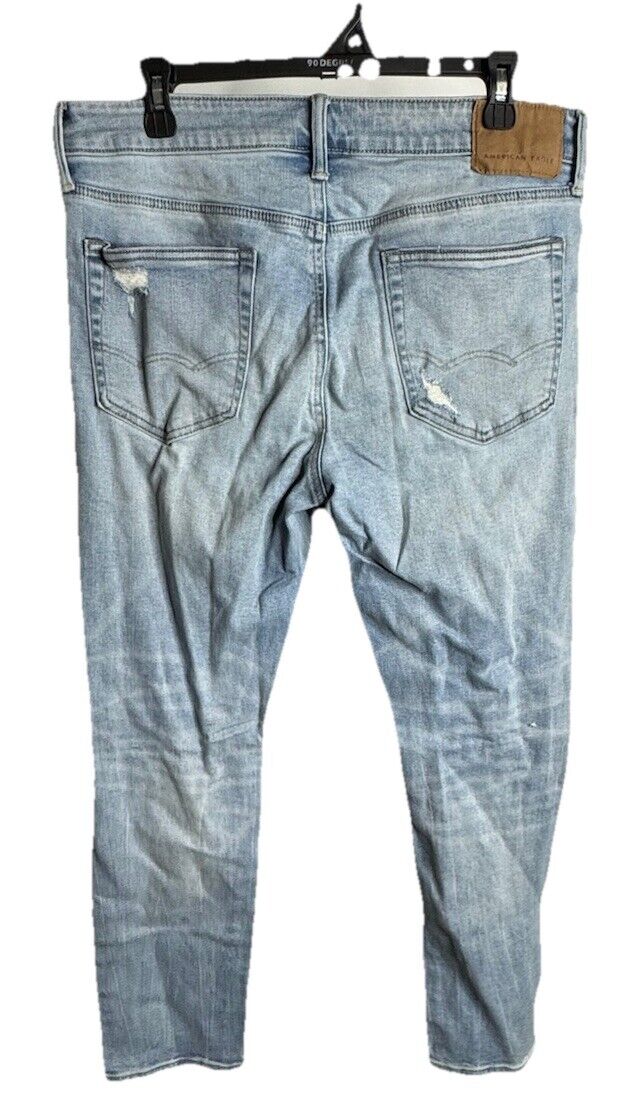 American Eagle Jeans Mens 34X30 Faded Denim Distressed Next Level Flex