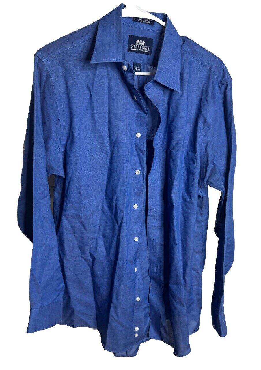 Stafford Shirt Mens 15.5 34-35 Long Sleeve Button Down