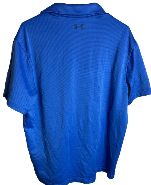 (Large) Mens Under Armour Polo Shirt Short Sleeve Logo Heat Gear