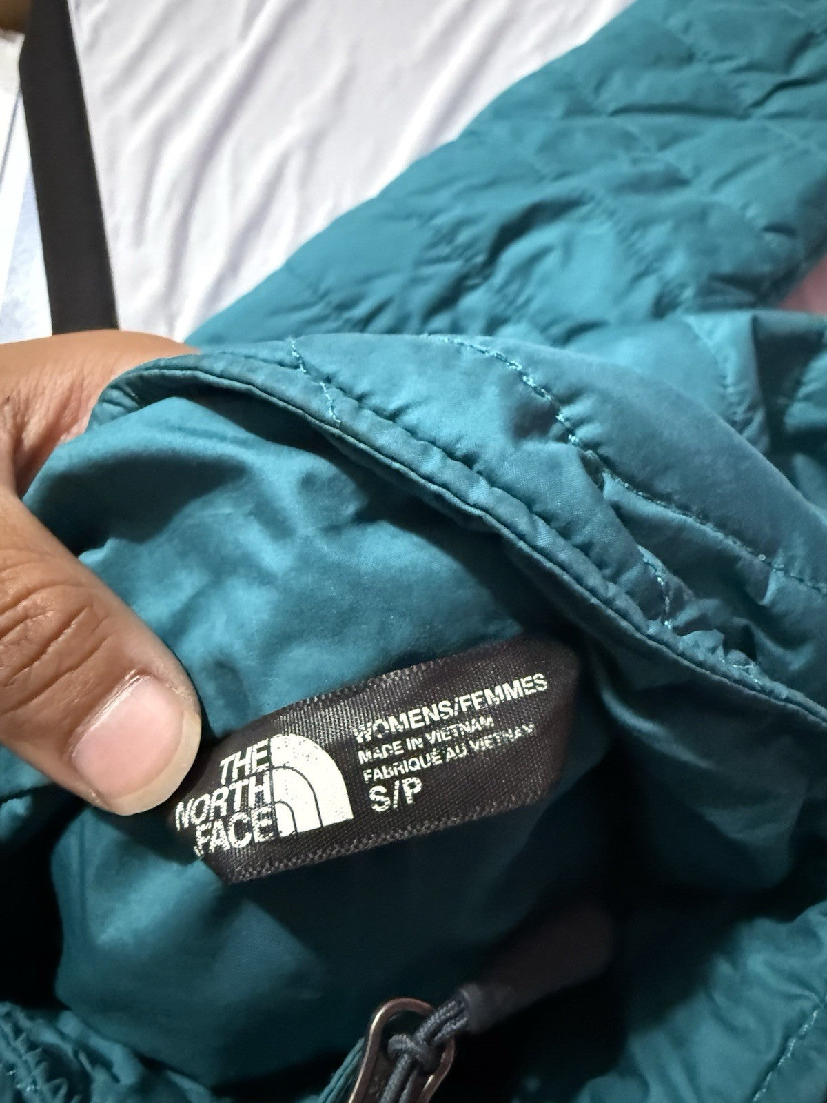 The North Face Womens Quilted Puffer Full Zip Jacket Coat Size S Teal