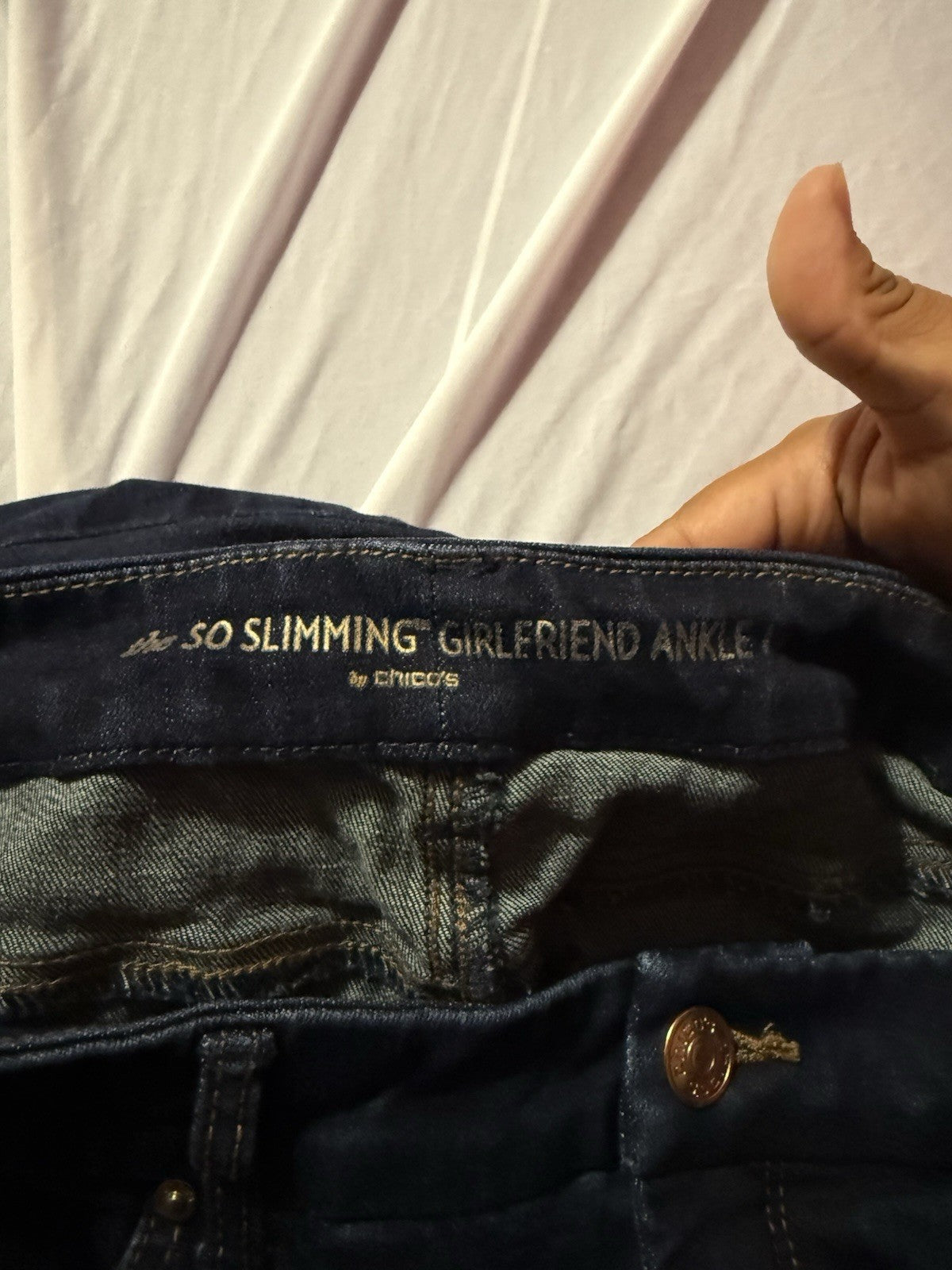 Chico’s So Slimming Girlfriends Ankle Jeans Size 47 OR Dark Wash Slim Leg Denim