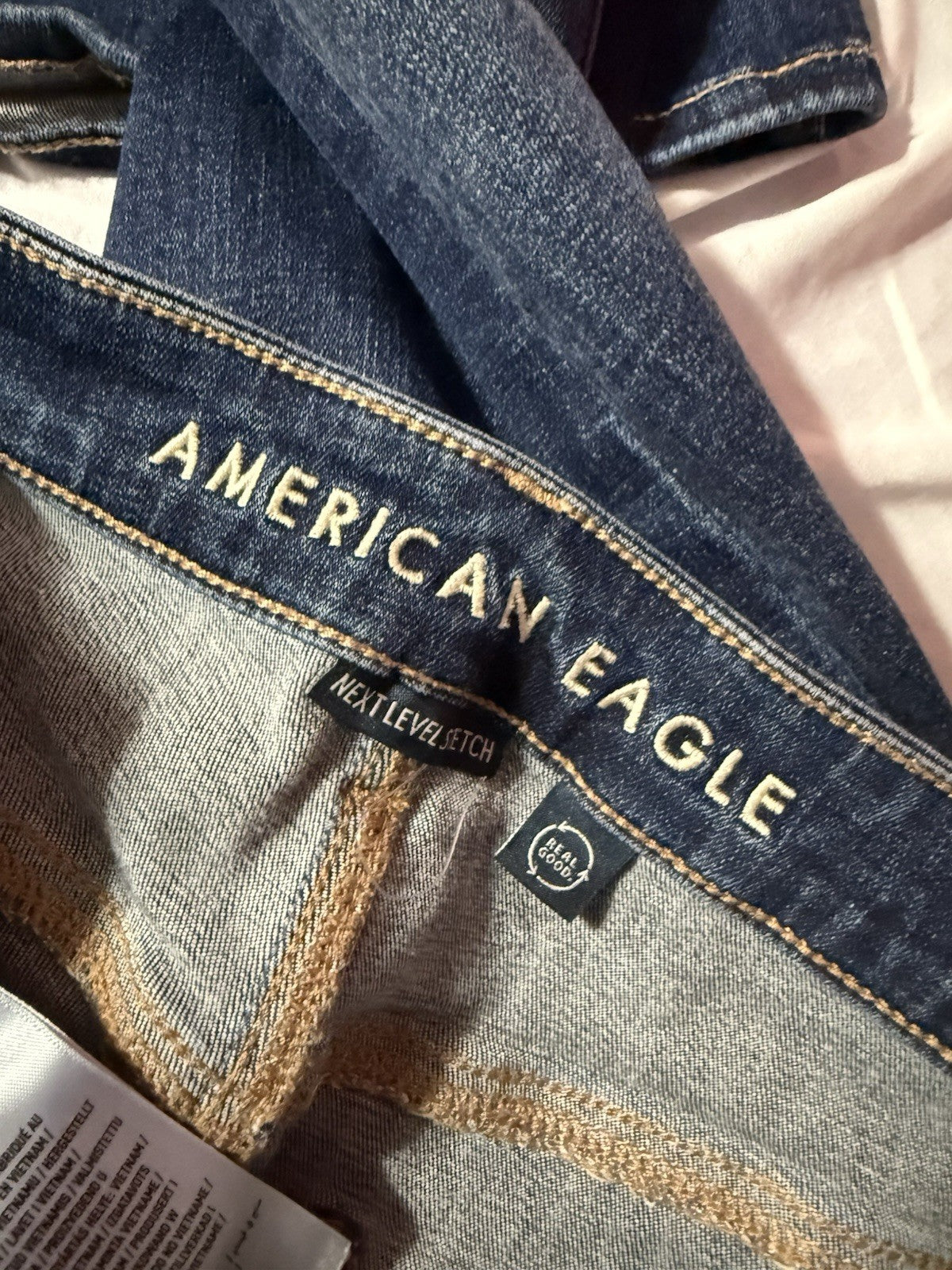 American Eagle Artist Flare Leg Stretch Denim Jeans Dark Wash Women's 10 Short