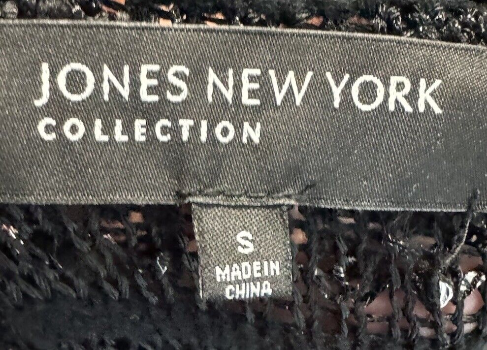 Jones New York Collection Woman Top Blouse Black Knit Career Casual small
