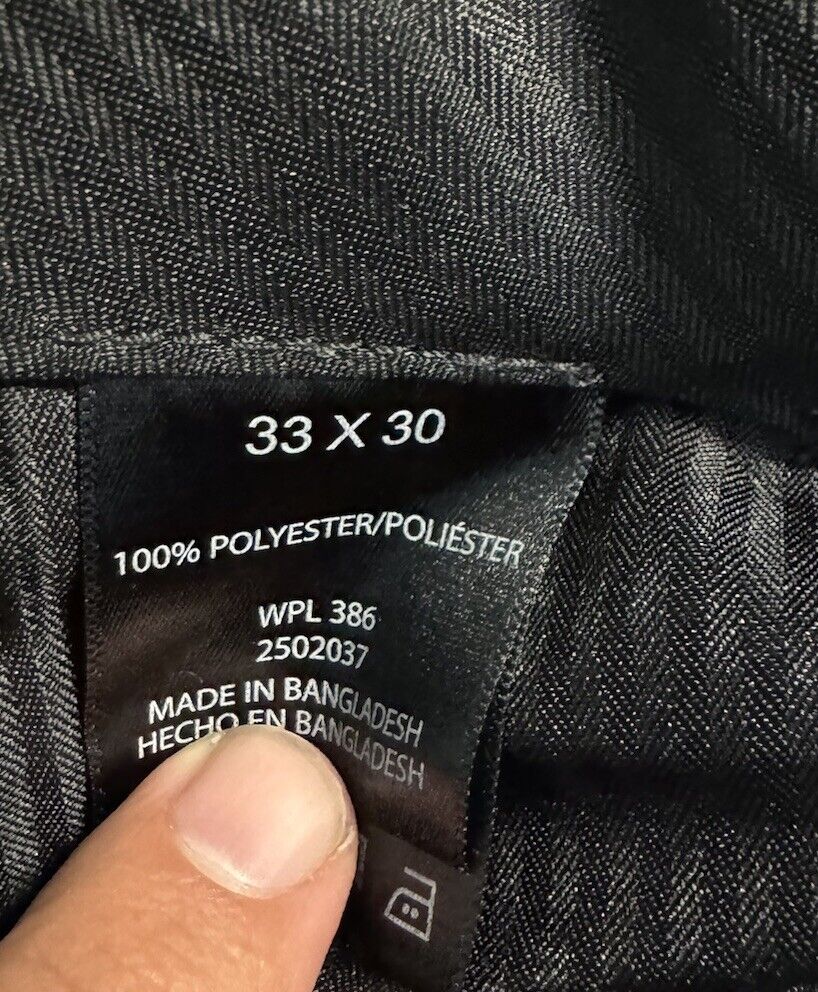 Kenneth Cole Reaction Mens Slim-Fit Gabardine Dress Pants 33 x 30 Dark Gray