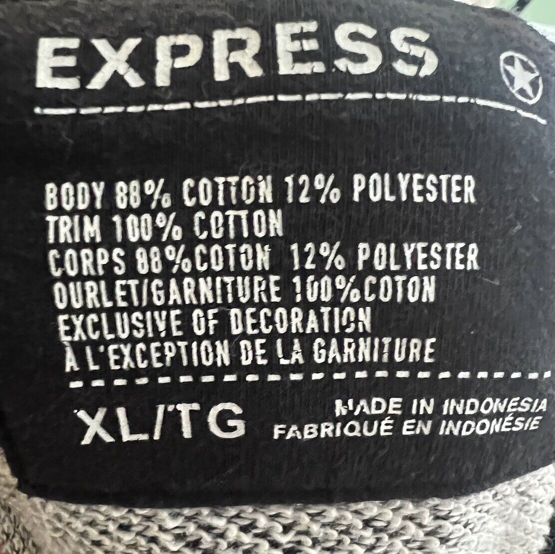 Express Men’s Hooded Zip Up Fleece Size XL