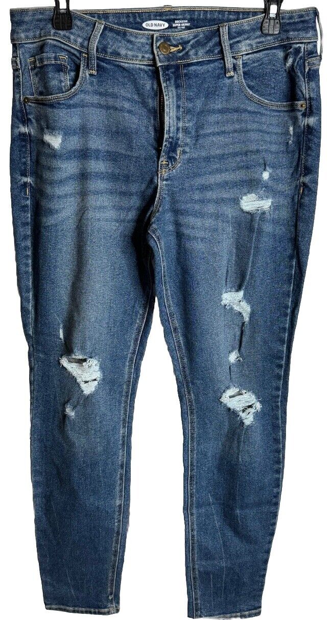Old Navy Women's Rockstar Super skinny Jeans Size 12 Medium Wash Blue Denim