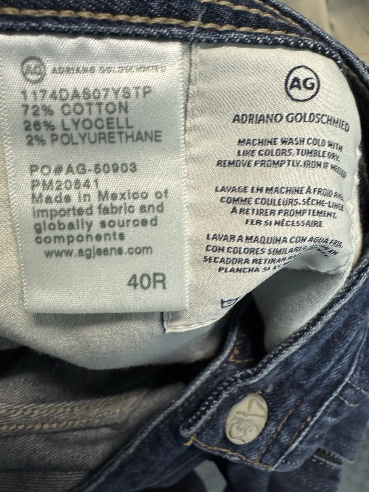 AG Adriano Goldschmied Jeans Mens 40 Blue Protege Straight Leg Stretch Denim