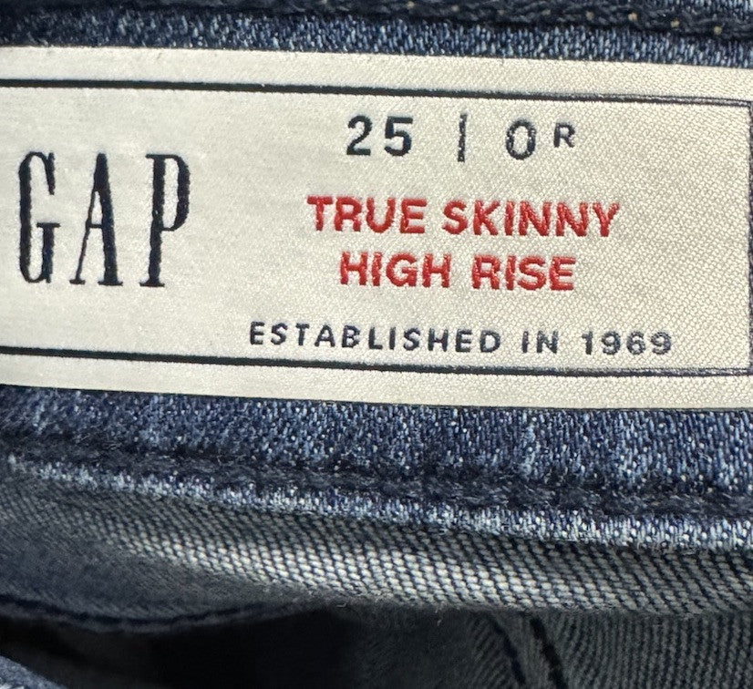 Gap Jeans Womens Size 25/0R True Skinny High Rise Natural Fit Stretch Denim