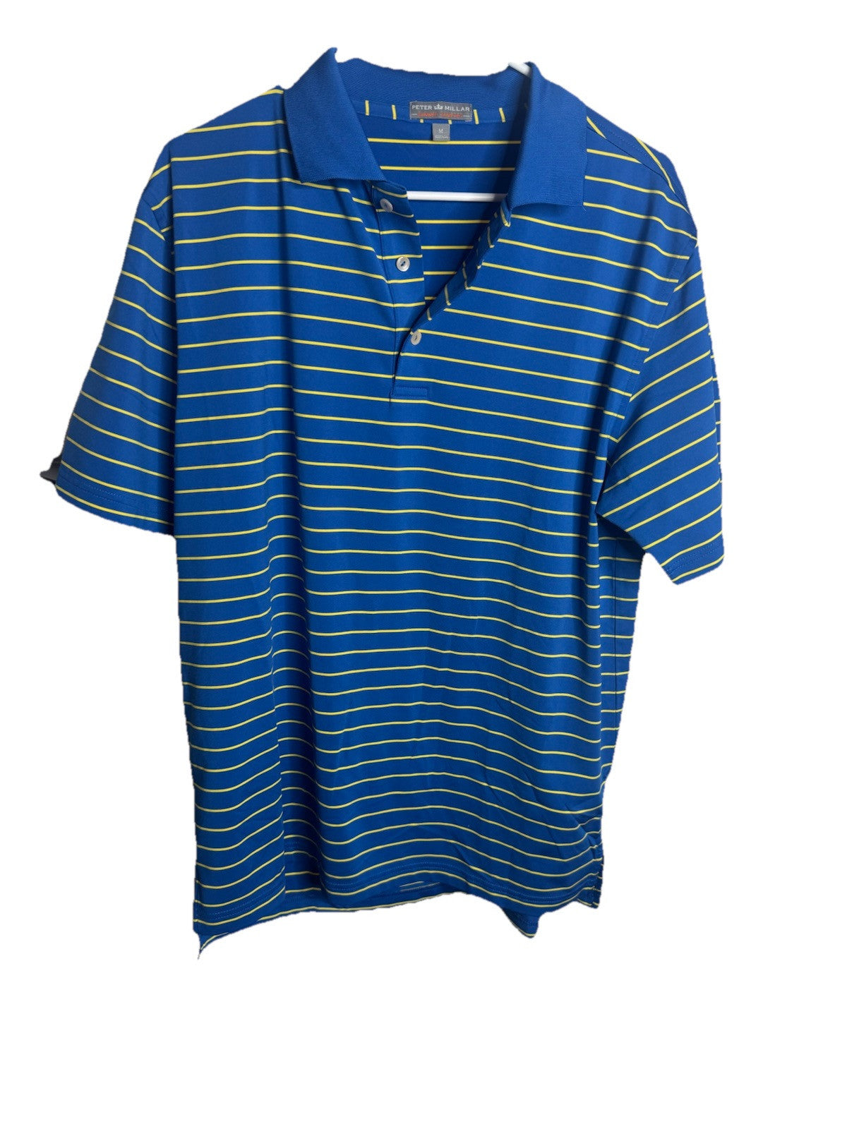 Peter Millar Polo Shirt Mens Medium Striped Cotton Golf Preppy Casual