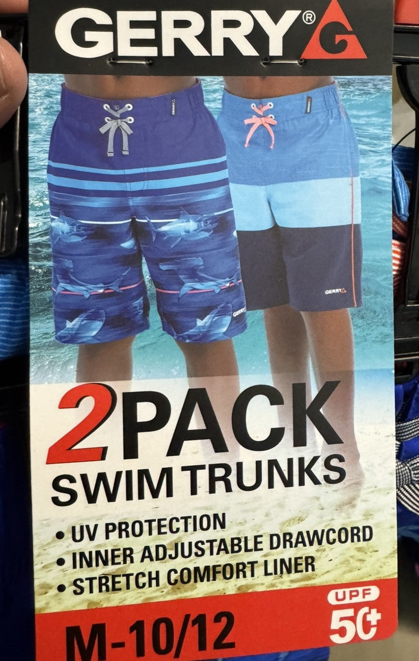 Gerry Youth 2-pack UPF 50+ Swim Short Trunks M 10/12