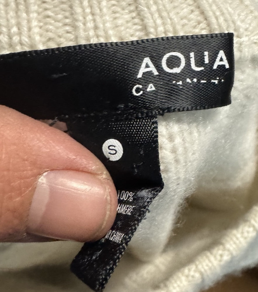 AQUA Sweater Womens Small Pullover Crew Cut Out Fitted Rayon Knit