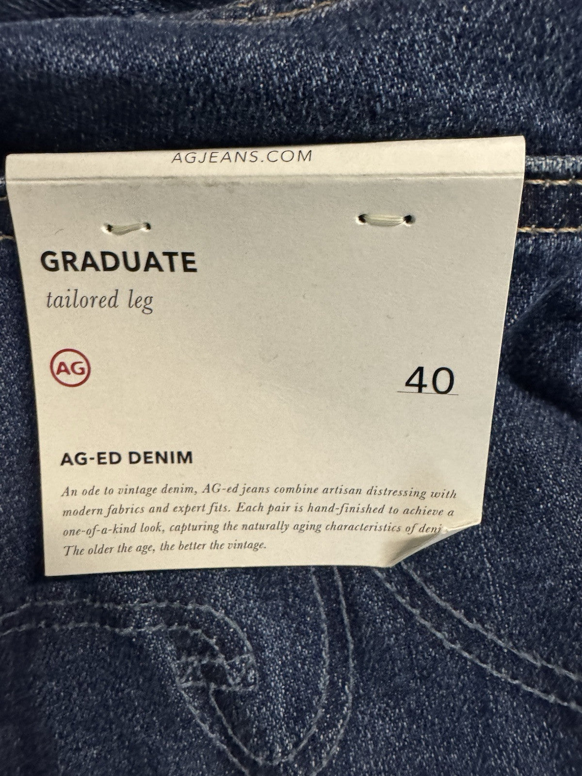 AG Adriano Goldschmied Jeans Mens 40 Blue Protege Straight Leg Stretch Denim