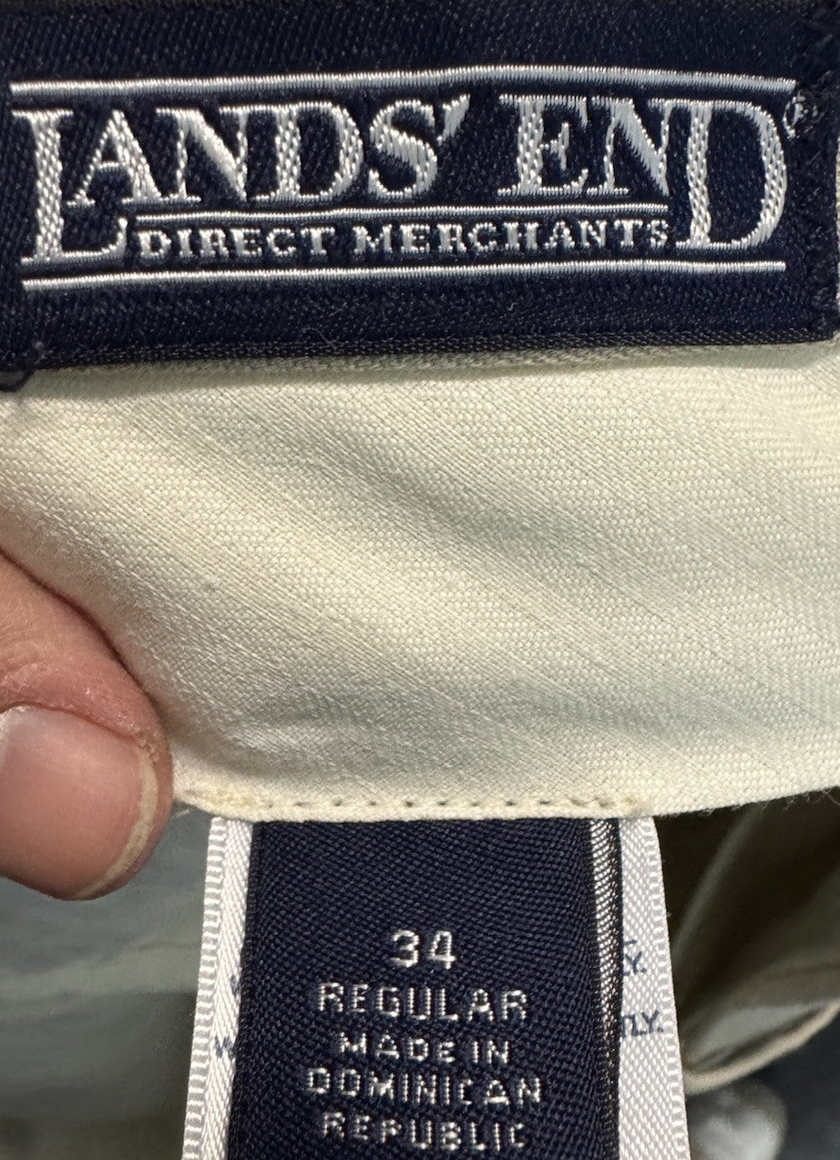 Lands' End Traditional Fit Pants Men's 34x30 Tan Cotton Chino Casual