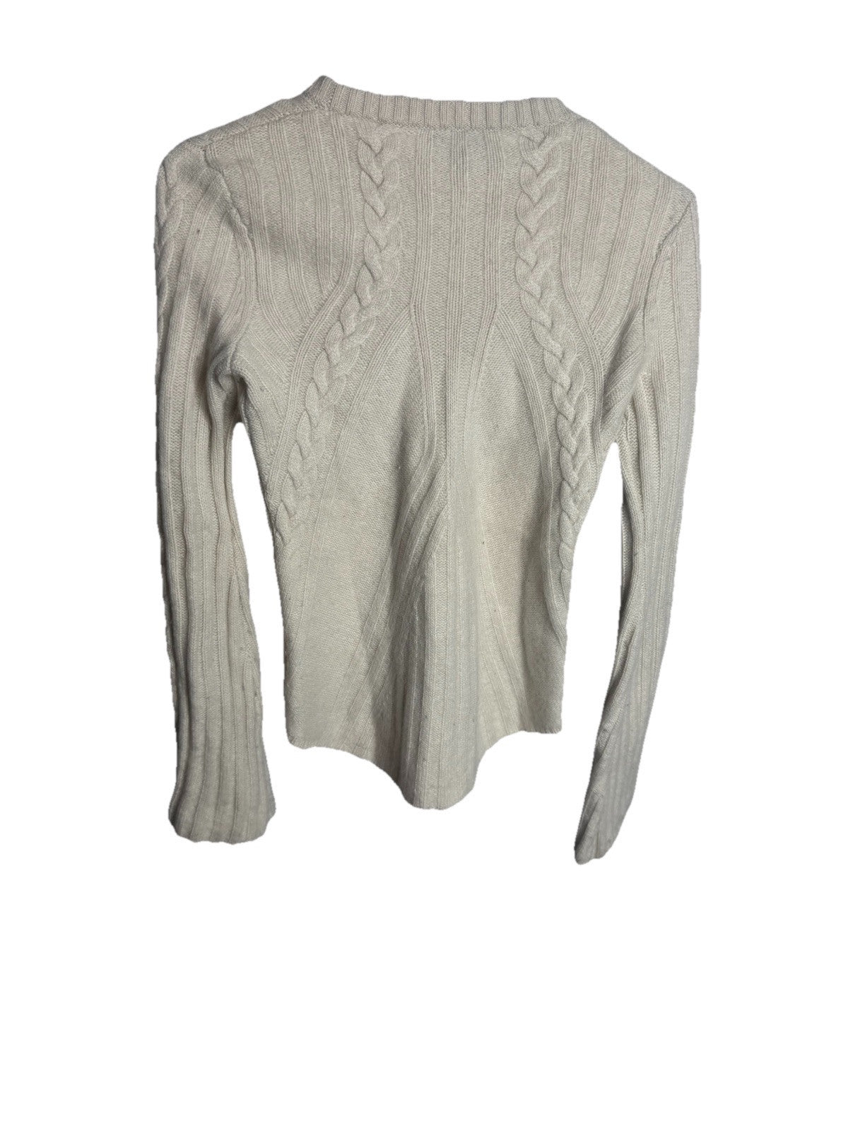 AQUA Sweater Womens Small Pullover Crew Cut Out Fitted Rayon Knit