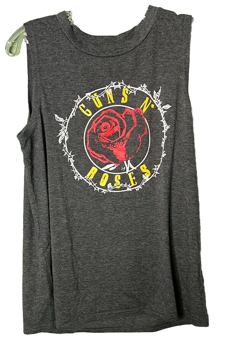Guns & Roses Sleeveless T Shirt Tank Top Soft Fabric Graphic one Sided Size M