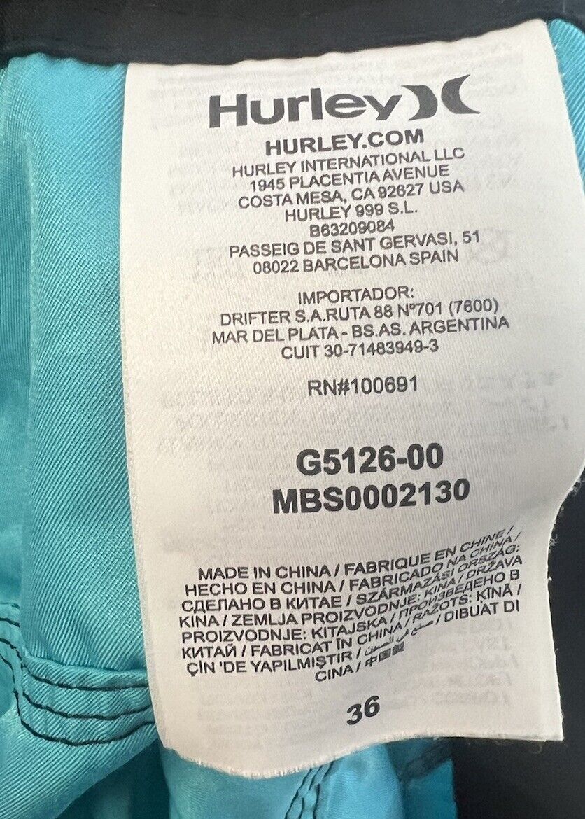 Hurley Men's medium Volley Elastic Waist Under Water Trunks Board Shorts